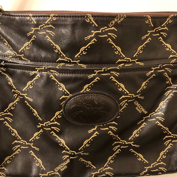 Printed brown leather Longchamp bag - Picture 5 of 11